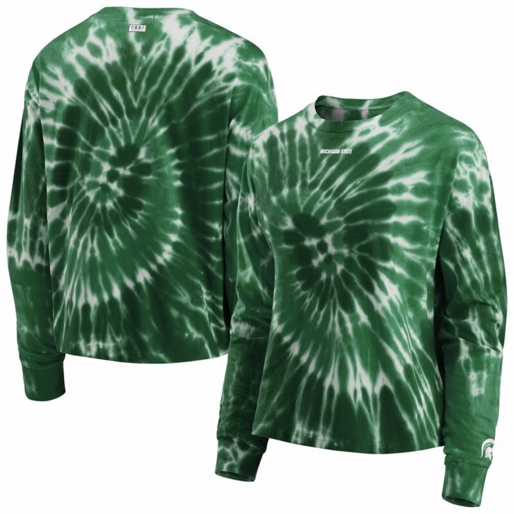 Michigan State Spartans Green & White Tie-Dye Long Sleeve Shirt - M